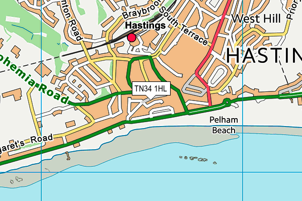 TN34 1HL map - OS VectorMap District (Ordnance Survey) TN34 1HL map - OS VectorMap District (Ordnance Survey)