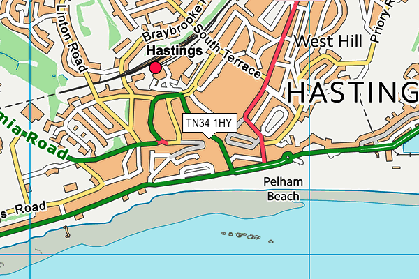 TN34 1HY map - OS VectorMap District (Ordnance Survey) TN34 1HY map - OS VectorMap District (Ordnance Survey)