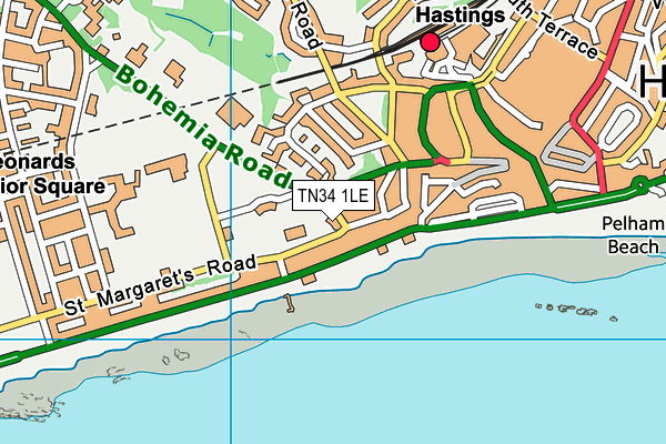TN34 1LE map - OS VectorMap District (Ordnance Survey) TN34 1LE map - OS VectorMap District (Ordnance Survey)