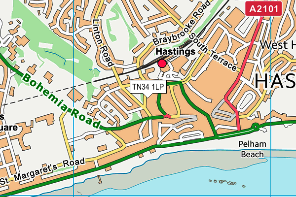 TN34 1LP map - OS VectorMap District (Ordnance Survey) TN34 1LP map - OS VectorMap District (Ordnance Survey)