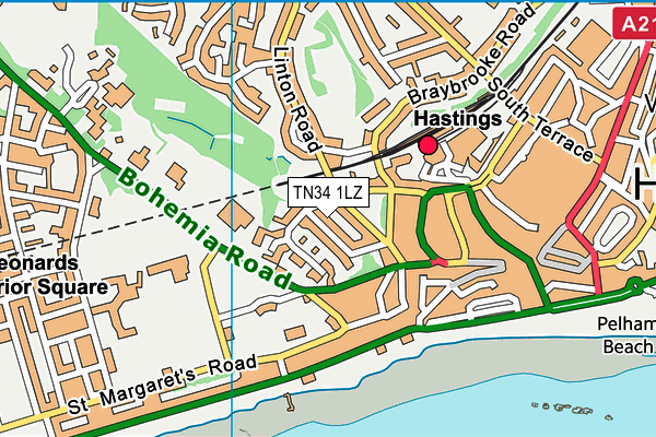 TN34 1LZ map - OS VectorMap District (Ordnance Survey) TN34 1LZ map - OS VectorMap District (Ordnance Survey)