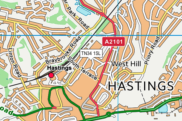 TN34 1SL map - OS VectorMap District (Ordnance Survey) TN34 1SL map - OS VectorMap District (Ordnance Survey)