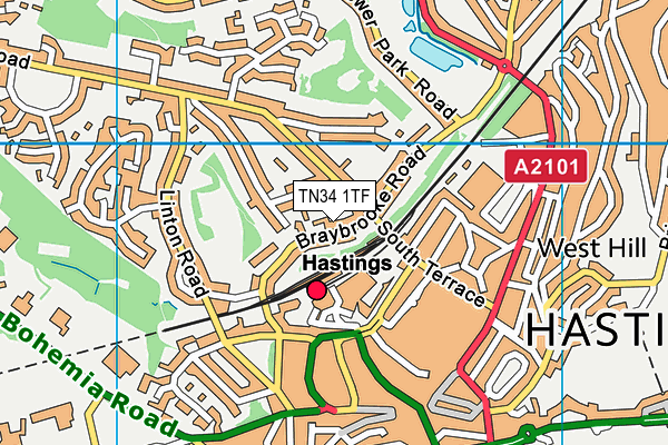 TN34 1TF map - OS VectorMap District (Ordnance Survey) TN34 1TF map - OS VectorMap District (Ordnance Survey)