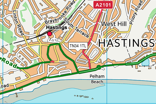 TN34 1TL map - OS VectorMap District (Ordnance Survey) TN34 1TL map - OS VectorMap District (Ordnance Survey)
