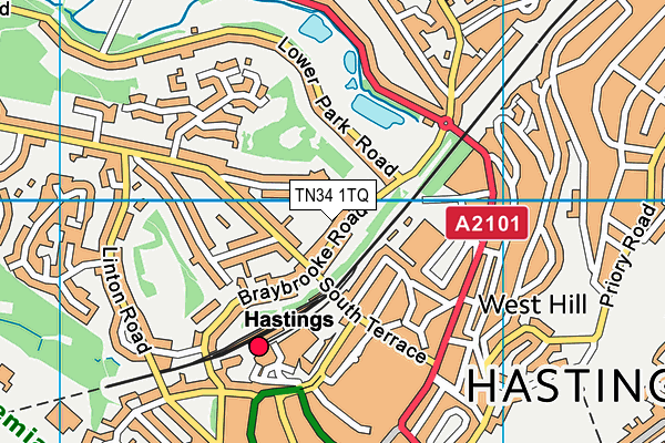 TN34 1TQ map - OS VectorMap District (Ordnance Survey) TN34 1TQ map - OS VectorMap District (Ordnance Survey)