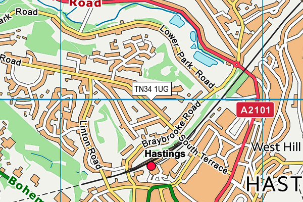 TN34 1UG map - OS VectorMap District (Ordnance Survey) TN34 1UG map - OS VectorMap District (Ordnance Survey)