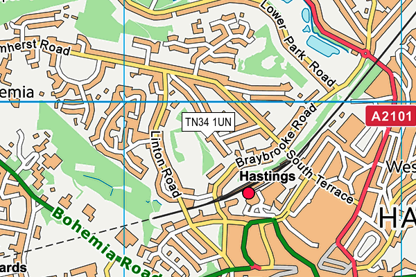 TN34 1UN map - OS VectorMap District (Ordnance Survey) TN34 1UN map - OS VectorMap District (Ordnance Survey)