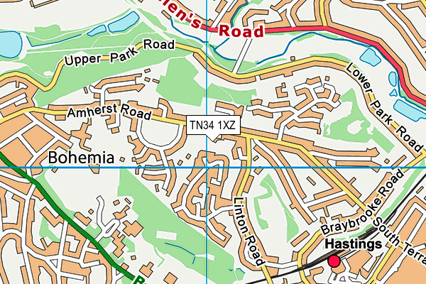 TN34 1XZ map - OS VectorMap District (Ordnance Survey) TN34 1XZ map - OS VectorMap District (Ordnance Survey)