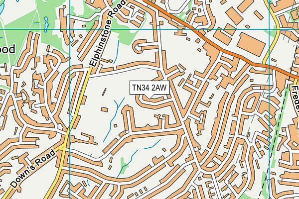 TN34 2AW map - OS VectorMap District (Ordnance Survey) TN34 2AW map - OS VectorMap District (Ordnance Survey)