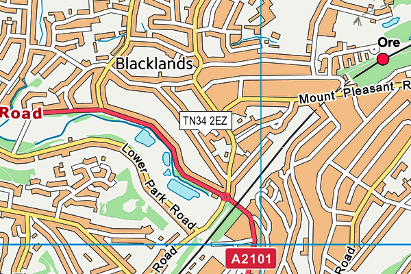 TN34 2EZ map - OS VectorMap District (Ordnance Survey) TN34 2EZ map - OS VectorMap District (Ordnance Survey)