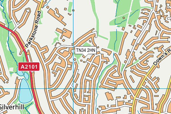 TN34 2HN map - OS VectorMap District (Ordnance Survey) TN34 2HN map - OS VectorMap District (Ordnance Survey)
