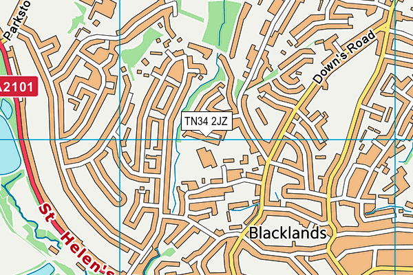 TN34 2JZ map - OS VectorMap District (Ordnance Survey) TN34 2JZ map - OS VectorMap District (Ordnance Survey)