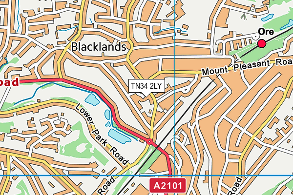 TN34 2LY map - OS VectorMap District (Ordnance Survey) TN34 2LY map - OS VectorMap District (Ordnance Survey)