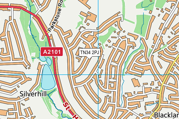 TN34 2PJ map - OS VectorMap District (Ordnance Survey) TN34 2PJ map - OS VectorMap District (Ordnance Survey)