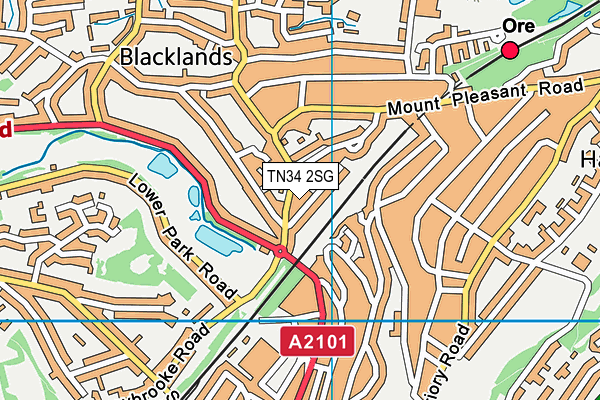 TN34 2SG map - OS VectorMap District (Ordnance Survey) TN34 2SG map - OS VectorMap District (Ordnance Survey)