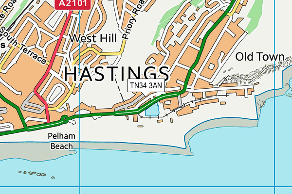 TN34 3AN map - OS VectorMap District (Ordnance Survey) TN34 3AN map - OS VectorMap District (Ordnance Survey)