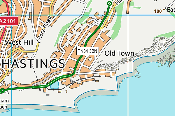 TN34 3BN map - OS VectorMap District (Ordnance Survey)