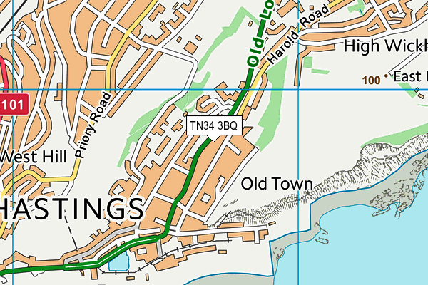 TN34 3BQ map - OS VectorMap District (Ordnance Survey) TN34 3BQ map - OS VectorMap District (Ordnance Survey)