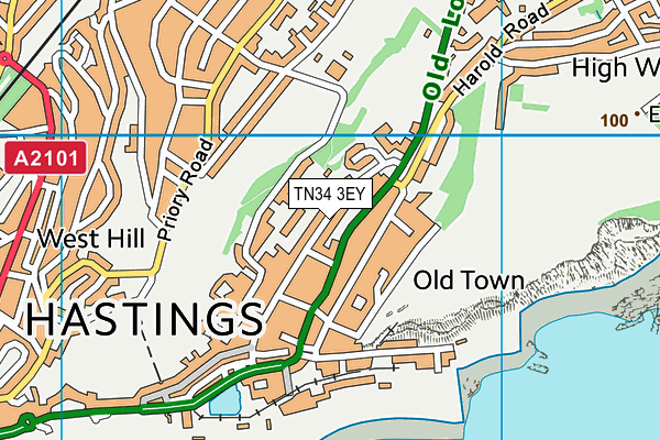 TN34 3EY map - OS VectorMap District (Ordnance Survey) TN34 3EY map - OS VectorMap District (Ordnance Survey)