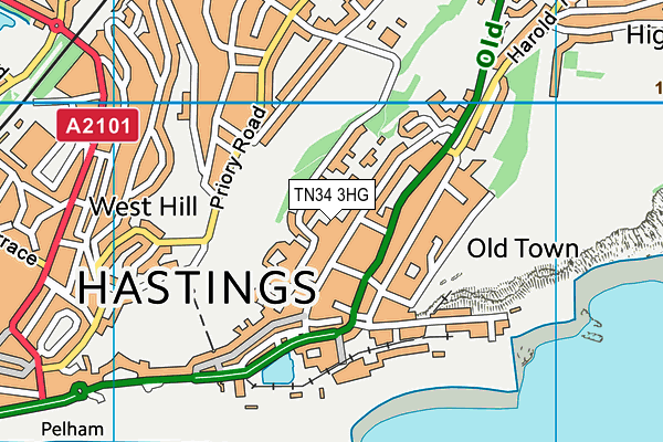 TN34 3HG map - OS VectorMap District (Ordnance Survey) TN34 3HG map - OS VectorMap District (Ordnance Survey)