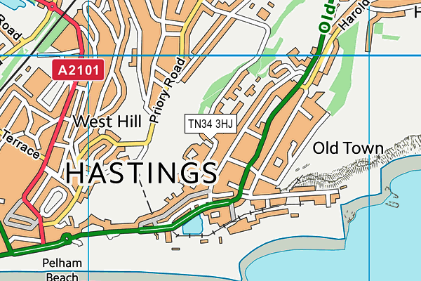 TN34 3HJ map - OS VectorMap District (Ordnance Survey) TN34 3HJ map - OS VectorMap District (Ordnance Survey)