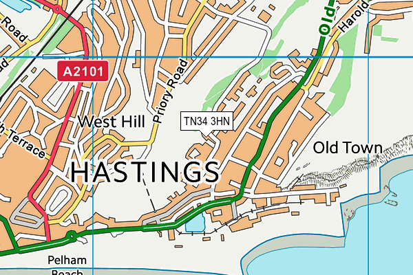 TN34 3HN map - OS VectorMap District (Ordnance Survey) TN34 3HN map - OS VectorMap District (Ordnance Survey)