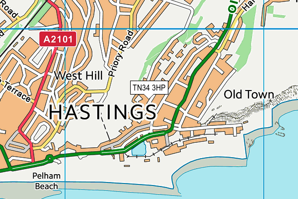 TN34 3HP map - OS VectorMap District (Ordnance Survey) TN34 3HP map - OS VectorMap District (Ordnance Survey)