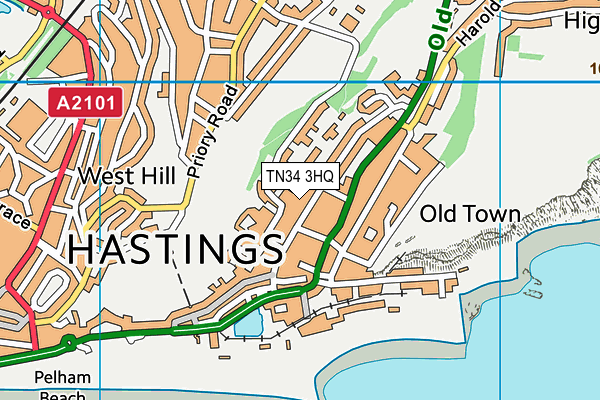 TN34 3HQ map - OS VectorMap District (Ordnance Survey) TN34 3HQ map - OS VectorMap District (Ordnance Survey)