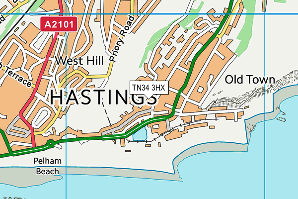 TN34 3HX map - OS VectorMap District (Ordnance Survey) TN34 3HX map - OS VectorMap District (Ordnance Survey)