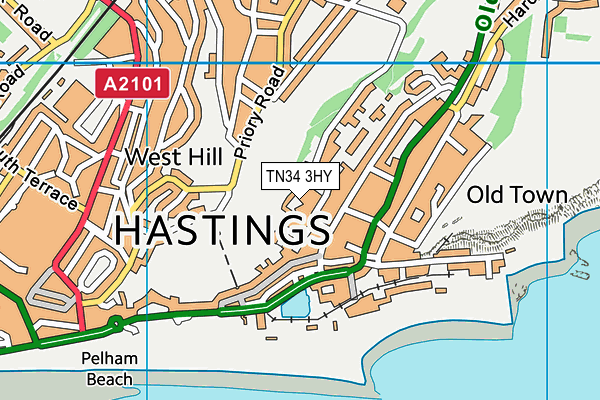 TN34 3HY map - OS VectorMap District (Ordnance Survey) TN34 3HY map - OS VectorMap District (Ordnance Survey)
