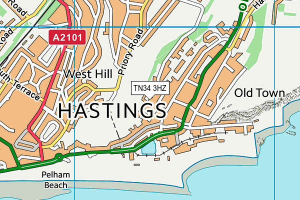 TN34 3HZ map - OS VectorMap District (Ordnance Survey) TN34 3HZ map - OS VectorMap District (Ordnance Survey)