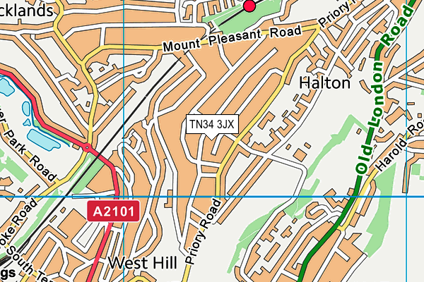 TN34 3JX map - OS VectorMap District (Ordnance Survey) TN34 3JX map - OS VectorMap District (Ordnance Survey)