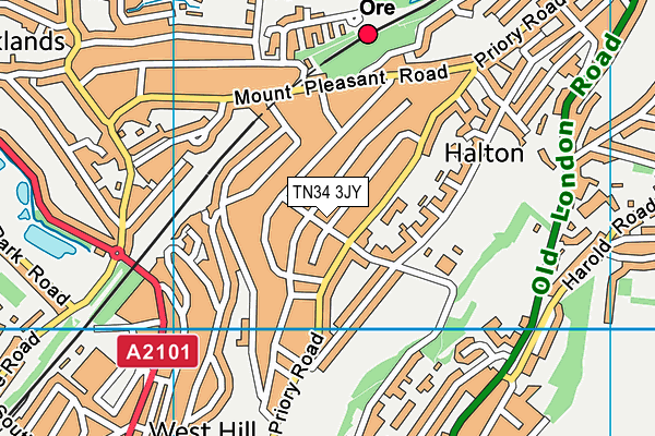 TN34 3JY map - OS VectorMap District (Ordnance Survey) TN34 3JY map - OS VectorMap District (Ordnance Survey)
