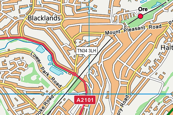 TN34 3LH map - OS VectorMap District (Ordnance Survey) TN34 3LH map - OS VectorMap District (Ordnance Survey)