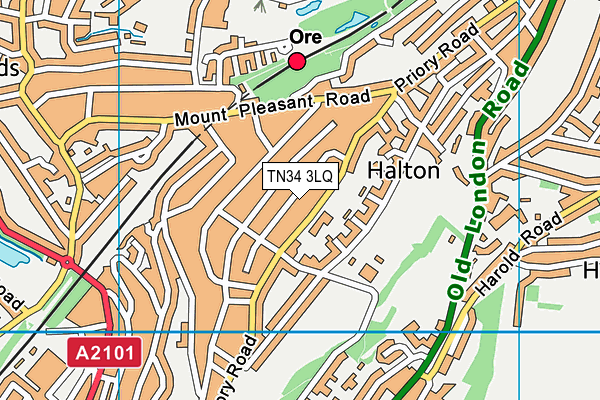 TN34 3LQ map - OS VectorMap District (Ordnance Survey) TN34 3LQ map - OS VectorMap District (Ordnance Survey)