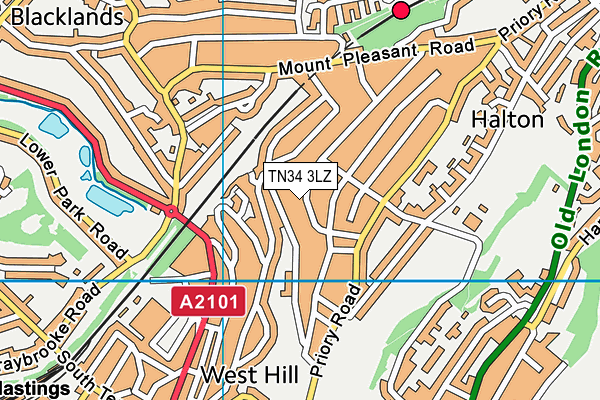 TN34 3LZ map - OS VectorMap District (Ordnance Survey) TN34 3LZ map - OS VectorMap District (Ordnance Survey)