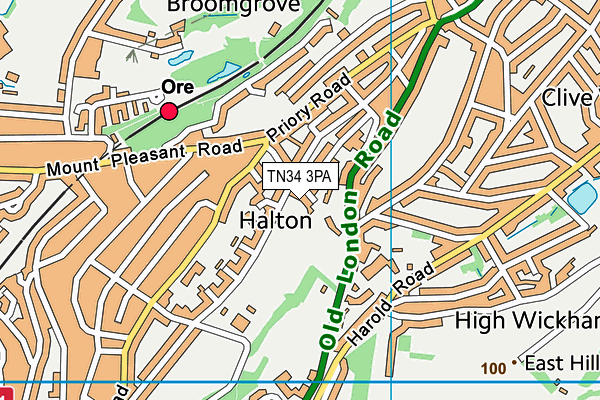 TN34 3PA map - OS VectorMap District (Ordnance Survey) TN34 3PA map - OS VectorMap District (Ordnance Survey)
