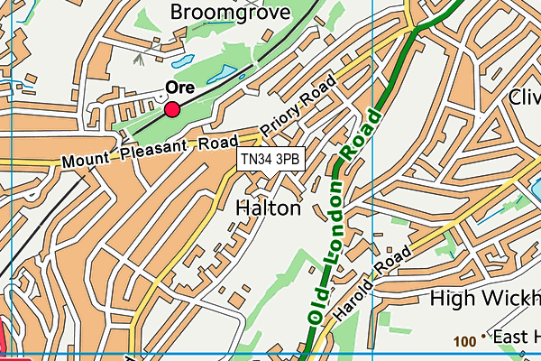 TN34 3PB map - OS VectorMap District (Ordnance Survey) TN34 3PB map - OS VectorMap District (Ordnance Survey)