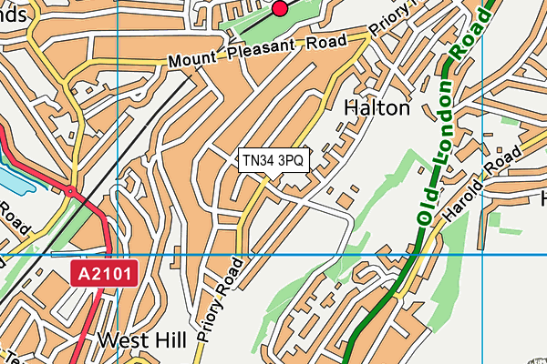 TN34 3PQ map - OS VectorMap District (Ordnance Survey) TN34 3PQ map - OS VectorMap District (Ordnance Survey)