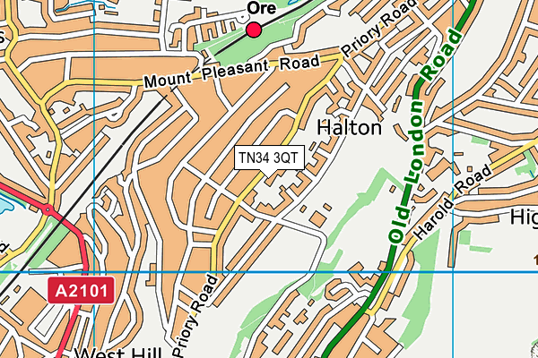 TN34 3QT map - OS VectorMap District (Ordnance Survey) TN34 3QT map - OS VectorMap District (Ordnance Survey)