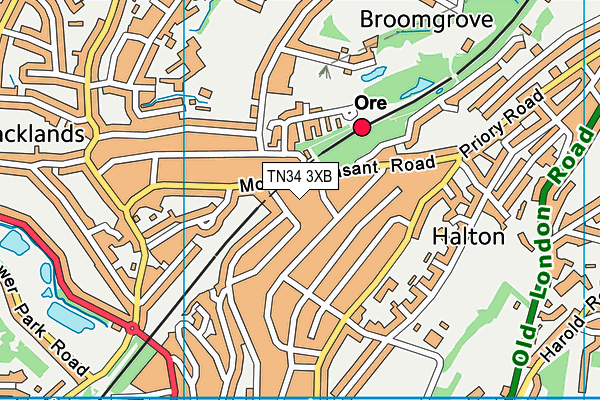 TN34 3XB map - OS VectorMap District (Ordnance Survey) TN34 3XB map - OS VectorMap District (Ordnance Survey)