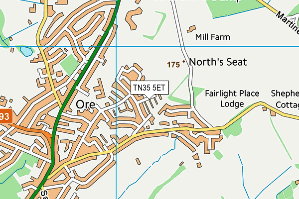 TN35 5ET map - OS VectorMap District (Ordnance Survey) TN35 5ET map - OS VectorMap District (Ordnance Survey)