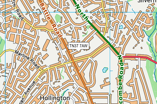 TN37 7AW map - OS VectorMap District (Ordnance Survey)