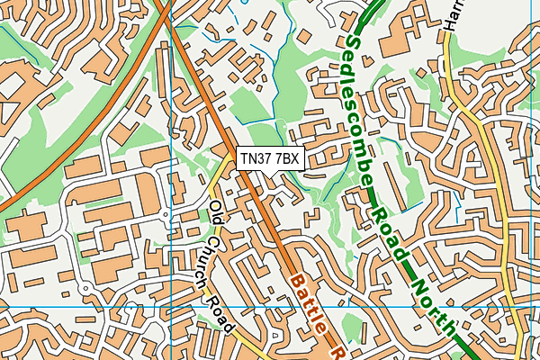 TN37 7BX map - OS VectorMap District (Ordnance Survey) TN37 7BX map - OS VectorMap District (Ordnance Survey)