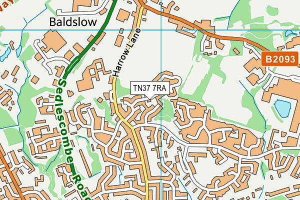 TN37 7RA map - OS VectorMap District (Ordnance Survey)