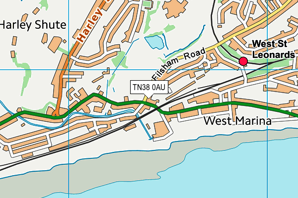 TN38 0AU map - OS VectorMap District (Ordnance Survey)