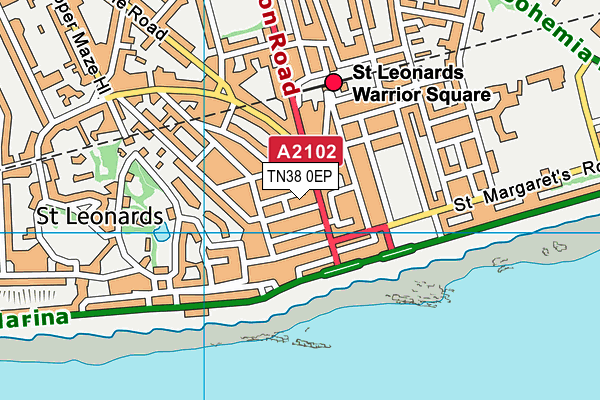 TN38 0EP map - OS VectorMap District (Ordnance Survey) TN38 0EP map - OS VectorMap District (Ordnance Survey)