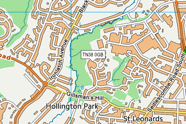 TN38 0GB map - OS VectorMap District (Ordnance Survey)