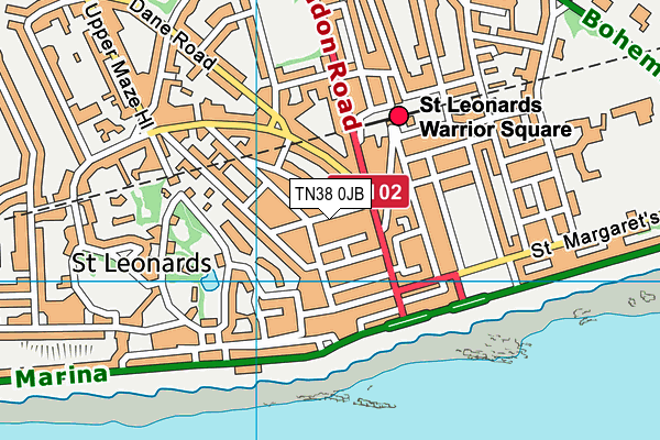 TN38 0JB map - OS VectorMap District (Ordnance Survey) TN38 0JB map - OS VectorMap District (Ordnance Survey)