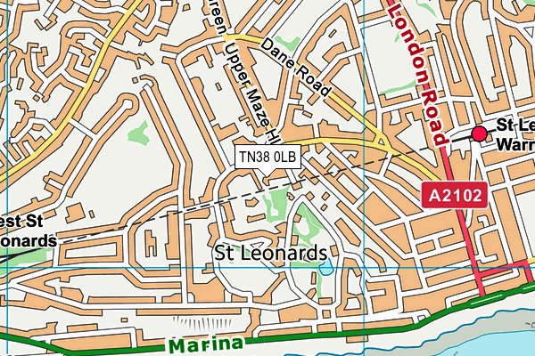 TN38 0LB map - OS VectorMap District (Ordnance Survey) TN38 0LB map - OS VectorMap District (Ordnance Survey)